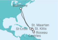 Reiseroute der Kreuzfahrt  Sint Maarten, St. Lucia - Royal Caribbean