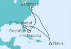 Reiseroute der Kreuzfahrt  USA, Bahamas - Royal Caribbean