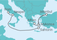 Reiseroute der Kreuzfahrt  Mediterranean with Greek Isles & Turkey - Princess Cruises