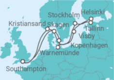 Reiseroute der Kreuzfahrt  Norway, Denmark and Sweden - Princess Cruises