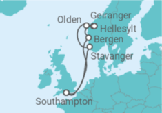 Reiseroute der Kreuzfahrt  Norwegian Fjords - Princess Cruises