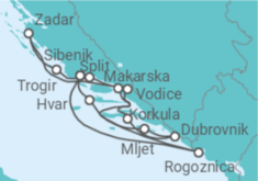 Reiseroute der Kreuzfahrt  Trogir • Dubrovnik • Zadar • Trogir + Ausflugspaket - Nicko Cruises