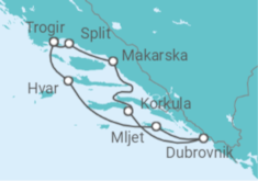 Reiseroute der Kreuzfahrt  Trogir • Split • Makarska • Dubrovnik • Hvar • Trogir - Nicko Cruises