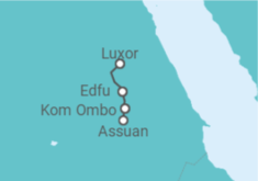 Reiseroute der Kreuzfahrt  Luxor • Assuan • Kom Ombo • Luxor  - Nicko Cruises