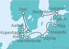 Reiseroute der Kreuzfahrt  Von Stockholm (Schweden) nach Kopenhagen (Dänemark) - NCL Norwegian Cruise Line