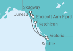 Reiseroute der Kreuzfahrt  Inside Passage (Roundtrip Seattle) - Princess Cruises