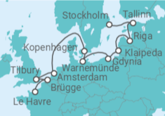 Reiseroute der Kreuzfahrt  Von Stockholm (Schweden) nach Le Havre (Frankreich) - NCL Norwegian Cruise Line