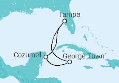 Reiseroute der Kreuzfahrt  Kaimaninseln, Mexiko - Royal Caribbean