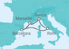 Reiseroute der Kreuzfahrt  Frankreich, Spanien, Italien - MSC Cruises
