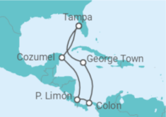 Reiseroute der Kreuzfahrt  Kaimaninseln, Panama, Costa Rica, Mexiko - Royal Caribbean