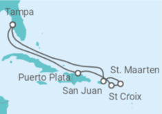 Reiseroute der Kreuzfahrt  Puerto Rico, Sint Maarten - Royal Caribbean