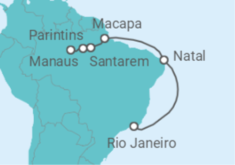 Reiseroute der Kreuzfahrt  Mexiko, Brasilien - Seabourn