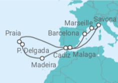 Reiseroute der Kreuzfahrt  Azoren und Madeira - Costa Kreuzfahrten