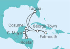 Reiseroute der Kreuzfahrt  Kaimaninseln, Jamaika, Mexiko, Honduras - Royal Caribbean