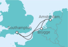 Reiseroute der Kreuzfahrt  Belgien, Niederlande - Cunard