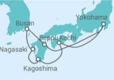 Reiseroute der Kreuzfahrt  Japan, Südkorea - Cunard