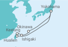 Reiseroute der Kreuzfahrt  Taiwan, Japan - Cunard