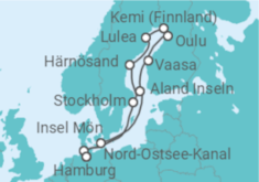 Reiseroute der Kreuzfahrt  Expedition Indian Summer in Lappland – Zur Ruska in den hohen Norden - Hapag-Lloyd Cruises