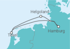 Reiseroute der Kreuzfahrt  Kurzreise Friesische Inseln – Kleine Entdeckertour, großer Charakter - Hapag-Lloyd Cruises