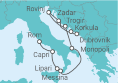 Reiseroute der Kreuzfahrt  Bella Italia und zauberhaftes Kroatien - Hapag-Lloyd Cruises