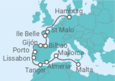 Reiseroute der Kreuzfahrt  Kultur und Kulinarik an den Küsten des Atlantiks - Hapag-Lloyd Cruises