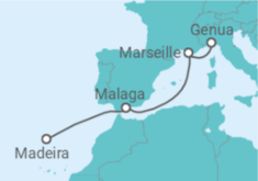 Reiseroute der Kreuzfahrt  Spanien, Frankreich - MSC Cruises