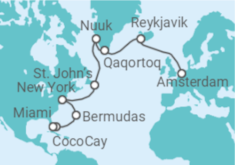 Reiseroute der Kreuzfahrt  Von Amsterdam nach Miami - Royal Caribbean
