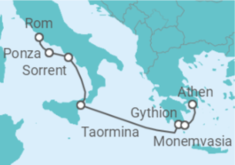 Reiseroute der Kreuzfahrt  Italien, Griechenland - WindStar Cruises