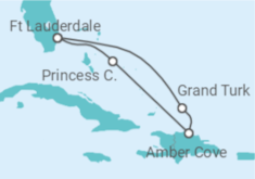 Reiseroute der Kreuzfahrt  Eastern Caribbean with Bahamas - Princess Cruises