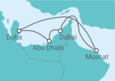 Reiseroute der Kreuzfahrt  Orient mit Oman ab Abu Dhabi - AIDA