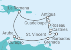 Reiseroute der Kreuzfahrt  Karibische Inseln ab Barbados - AIDA