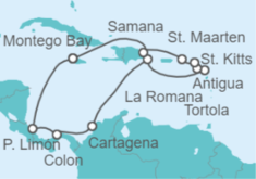 Reiseroute der Kreuzfahrt  Mittelamerika & Karibik ab Jamaika 2 - AIDA