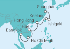 Reiseroute der Kreuzfahrt  Von Bangkok nach Shanghai - AIDA
