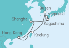 Reiseroute der Kreuzfahrt  14 Nächte - Blütezeit im Fernen Osten - ab/bis Hongkong - Mein Schiff