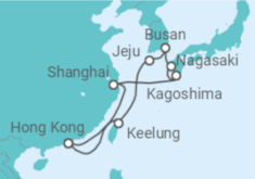 Reiseroute der Kreuzfahrt  14 Nächte - Blütezeit im Fernen Osten - ab/bis Hongkong - Mein Schiff