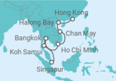 Reiseroute der Kreuzfahrt  14 Nächte - Südostasien und Vietnam - ab Singapur/bis Hongkong - Mein Schiff