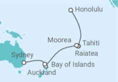 Reiseroute der Kreuzfahrt  Französisch-polynesien, Neuseeland - Royal Caribbean