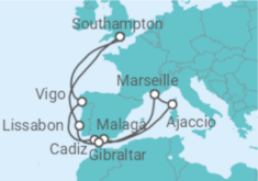 Reiseroute der Kreuzfahrt  Mediterranean Adventurer - Princess Cruises