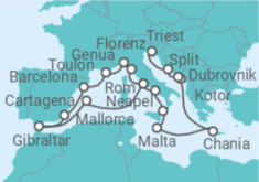 Reiseroute der Kreuzfahrt  The Best of the Mediterranean - Princess Cruises
