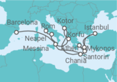 Reiseroute der Kreuzfahrt  Mediterranean with Greek Isles, Italy & Turkey - Princess Cruises