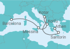 Reiseroute der Kreuzfahrt  Mediterranean with Greece & Italy - Princess Cruises