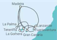 Reiseroute der Kreuzfahrt  14 Nächte - Kanaren mit Madeira - ab/bis Santa Cruz - Mein Schiff