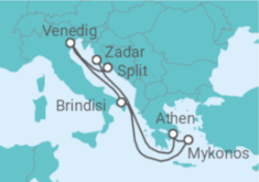 Reiseroute der Kreuzfahrt  Italien, Griechenland Alles Inklusive - MSC Cruises