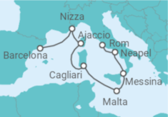 Reiseroute der Kreuzfahrt  Frankreich, Italien, Malta - Celebrity Cruises