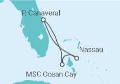 Reiseroute der Kreuzfahrt  Bahamas - MSC Cruises