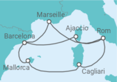 Reiseroute der Kreuzfahrt  Spanien, Frankreich & Italien ab Civitavecchia 2 - AIDA