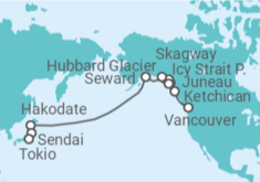 Reiseroute der Kreuzfahrt  Nordpazifik Route mit Alaska & Japan - NCL Norwegian Cruise Line