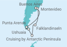 Reiseroute der Kreuzfahrt  Antarctica - Princess Cruises