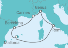 Reiseroute der Kreuzfahrt  Italien, Spanien, Frankreich Alles Inklusive - MSC Cruises