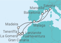 Reiseroute der Kreuzfahrt  Kanaren Alles Inklusive - Costa Kreuzfahrten